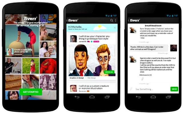 Fiverr, la comunidad de micropagos a 5 dolares ya tiene app para Android