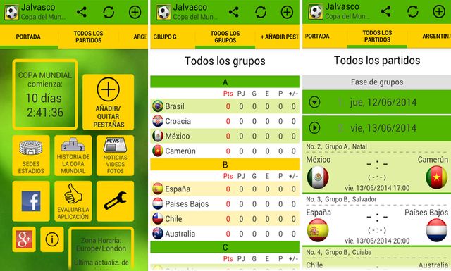 Jalvasco Copa del Mundo, la información del mundial de Brasil en tu Android