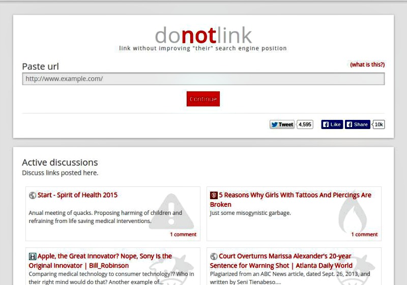 DoNotLink: crea urls cortas que no posicionan en buscadores