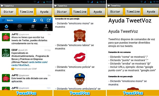 TweetVoz: dicta tus tweets, incluso con divertidos emojis (Android)