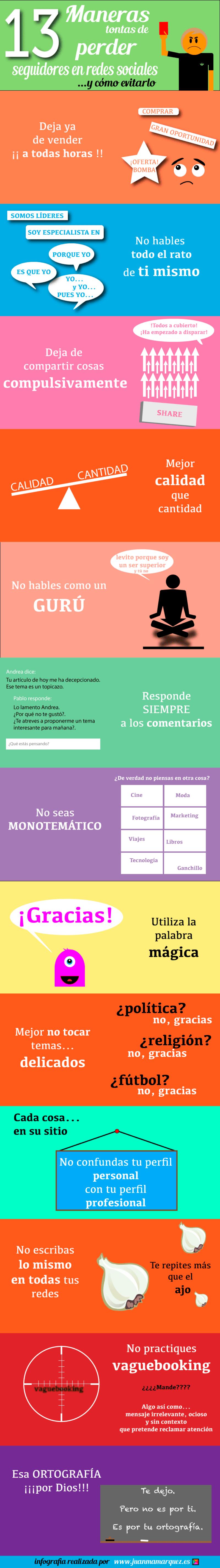 13 formas de perder seguidores en las redes sociales (infografía)