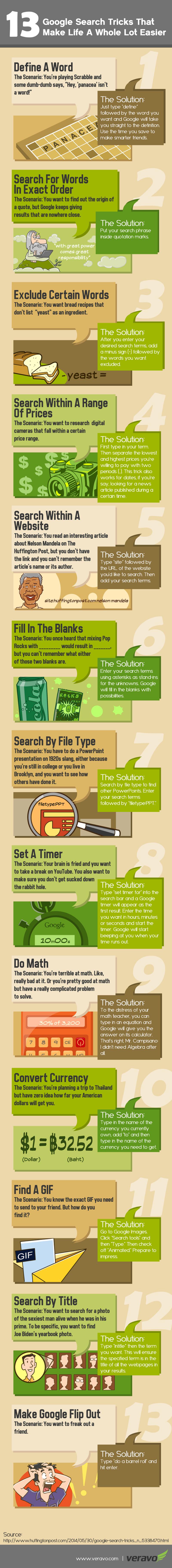 Infografía con 13 tips para facilitar tus búsquedas en Google