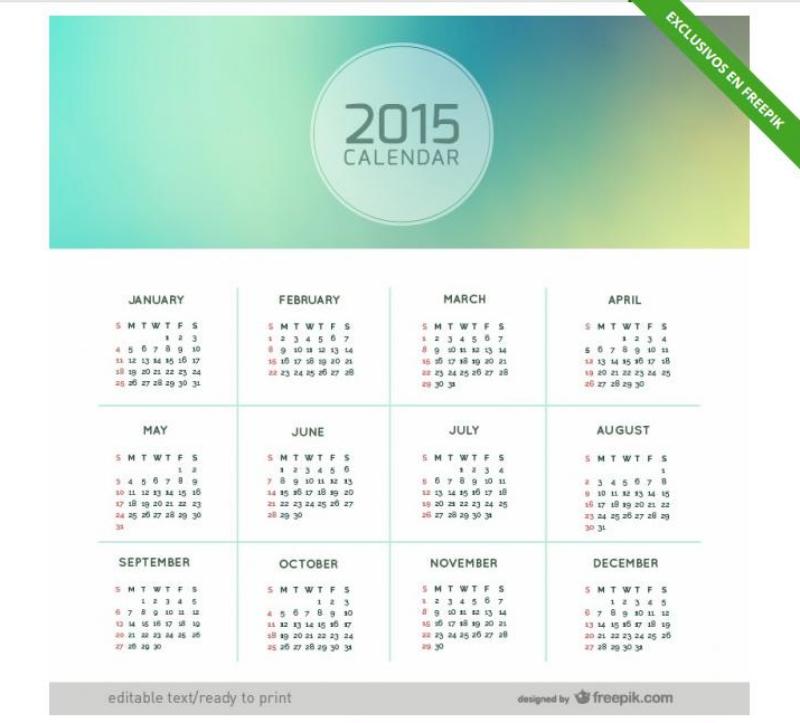 Cinco calendarios 2015 para personalizar e imprimir