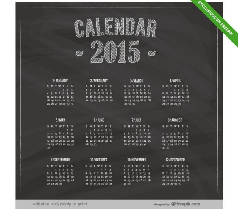 Cinco calendarios 2015 para personalizar e imprimir