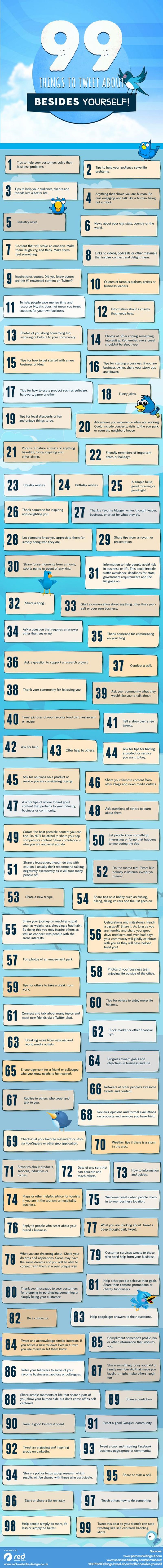 Una genial infografía con 99 ideas para tuitear