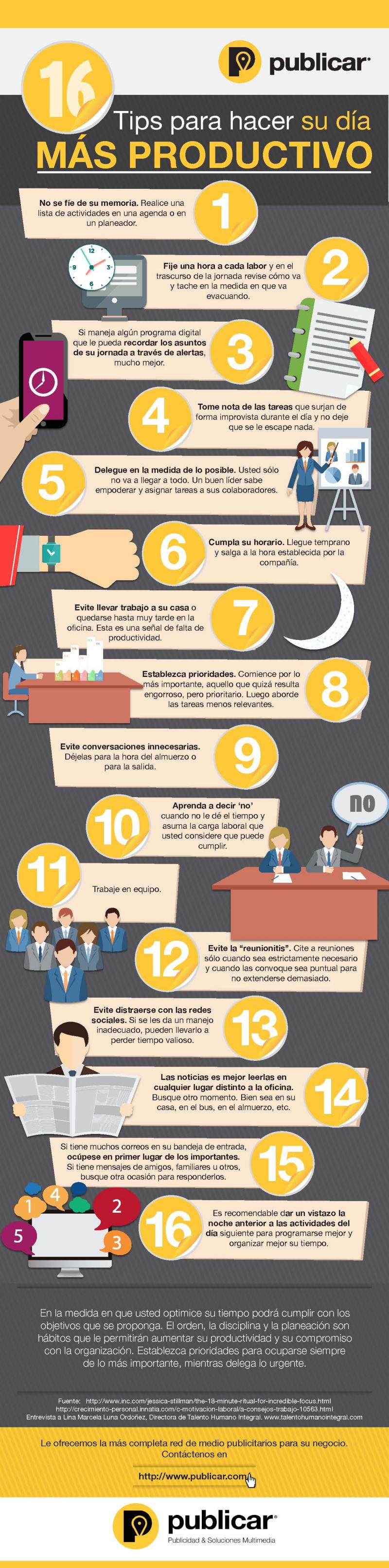 Infografía con útiles consejos para ser más productivos