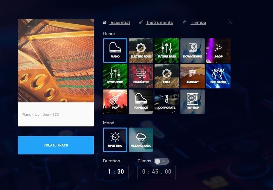 Crear música con Jukedeck