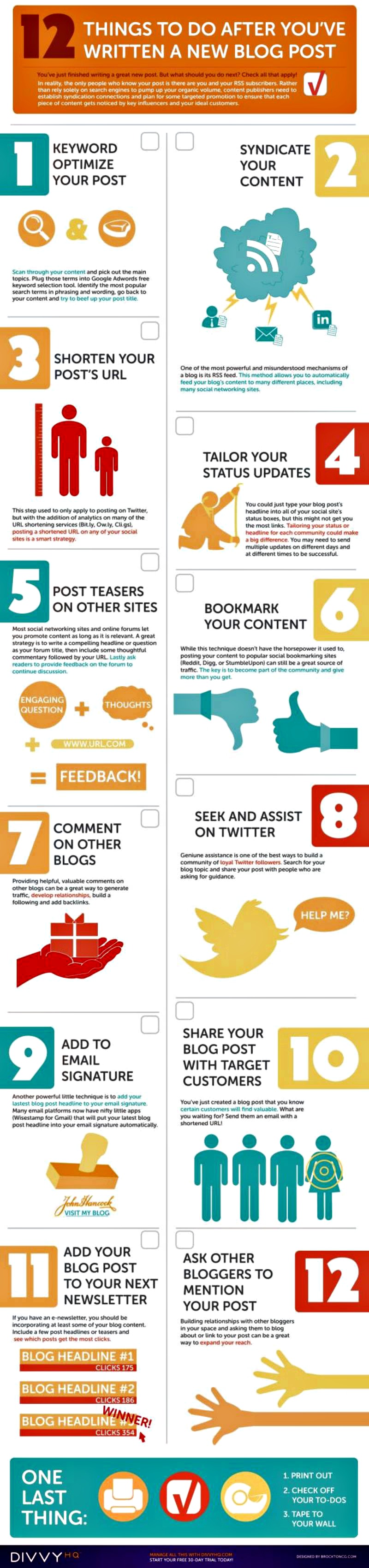 Doce cosas a hacer después de publicar un post en tu blog (infografía)