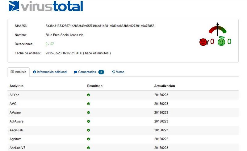 Usando VirusTotal para asegurarnos de que un archivo es inofensivo