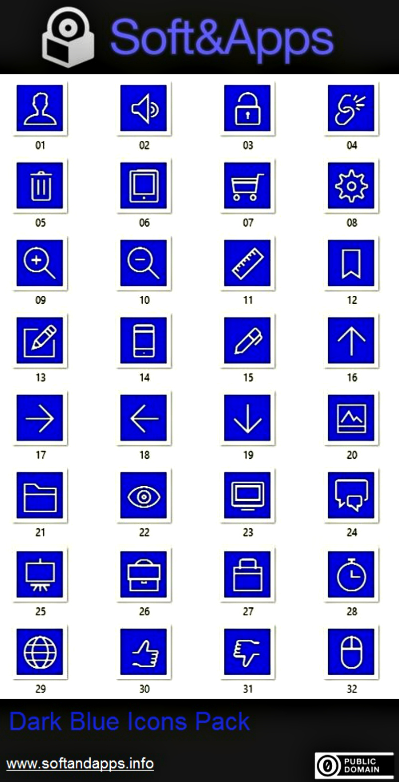 Dark Blue Icons Pack: iconos variados y libres en tono azul oscuro