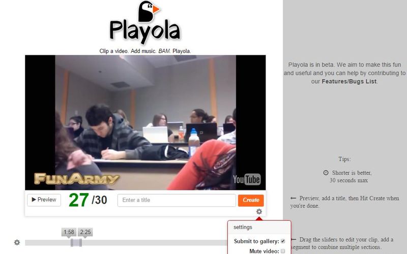 Playola: divertida web para crear vídeos cortos con música