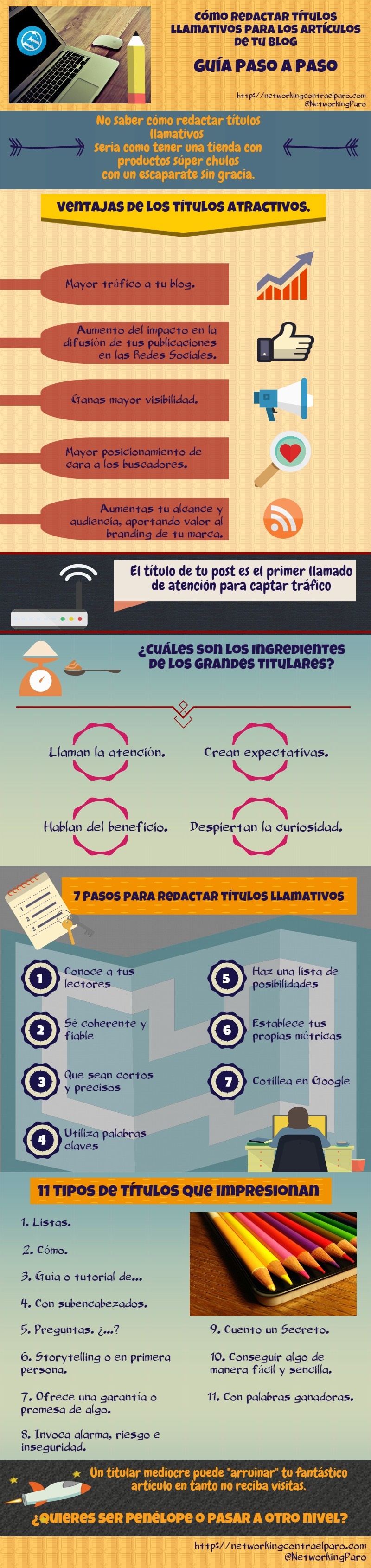 Aprende a crear títulos llamativos para tus posts (infografía)