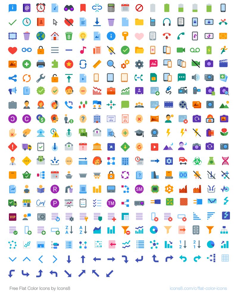 Icons8: pack con 312 bonitos iconos planos de uso gratuito