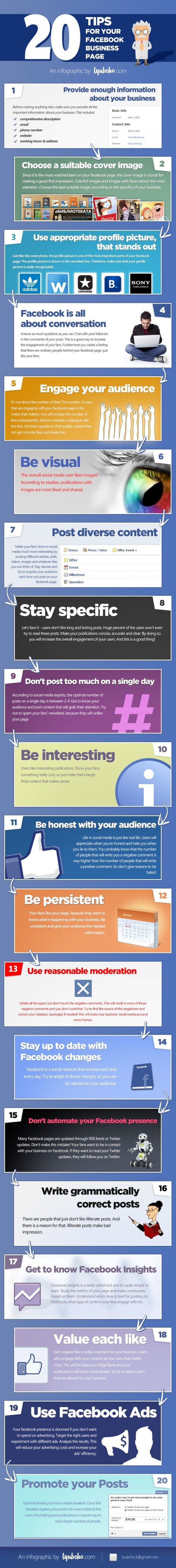 20 buenos consejos para potenciar tu página de Facebook (infografía)