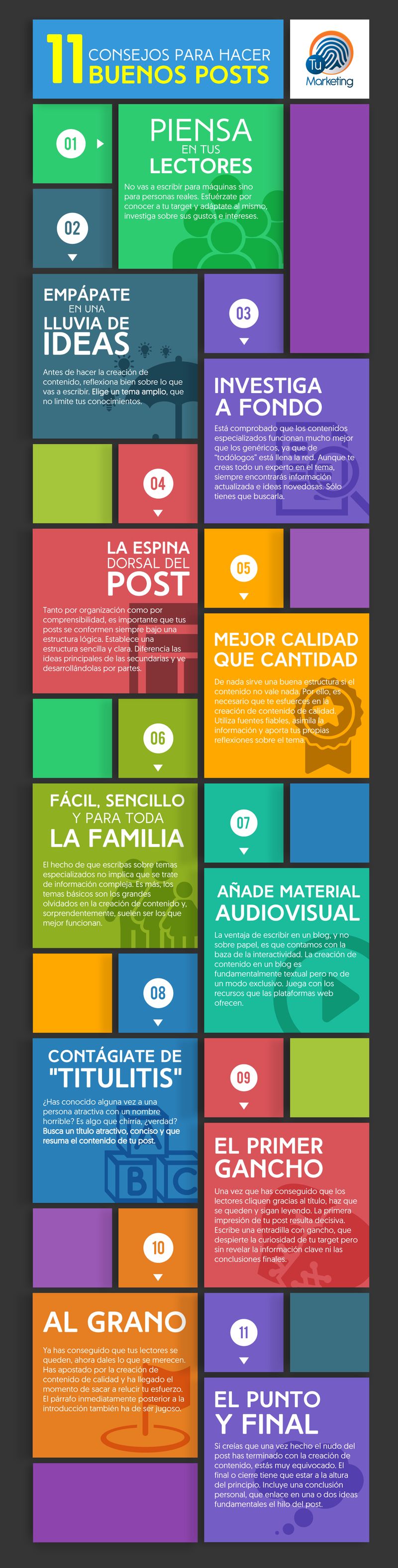 11 valiosos consejos para hacer buenos posts (infografía)