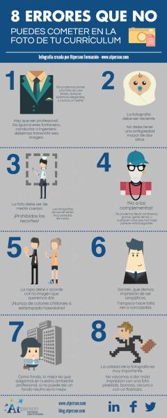 8 errores a evitar en tu foto del Currículum (infografía)