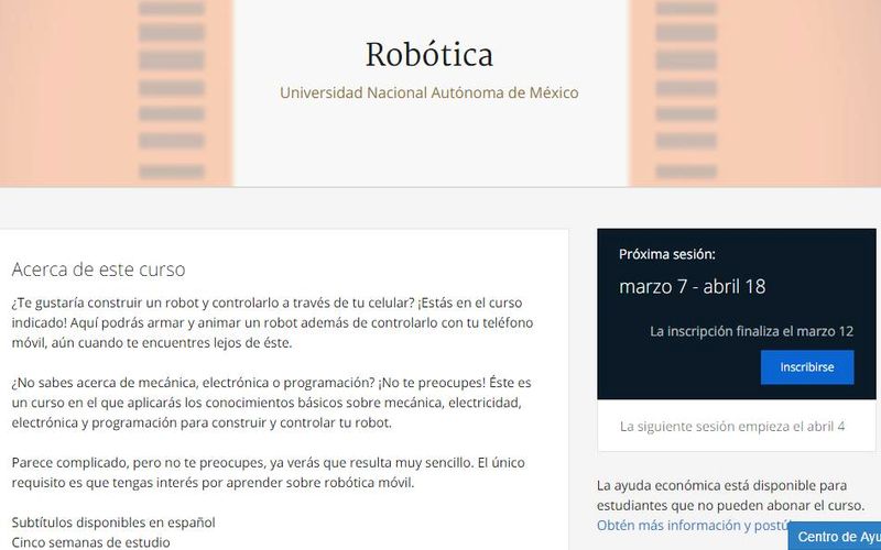 Curso gratuito de Robótica que comienza en marzo