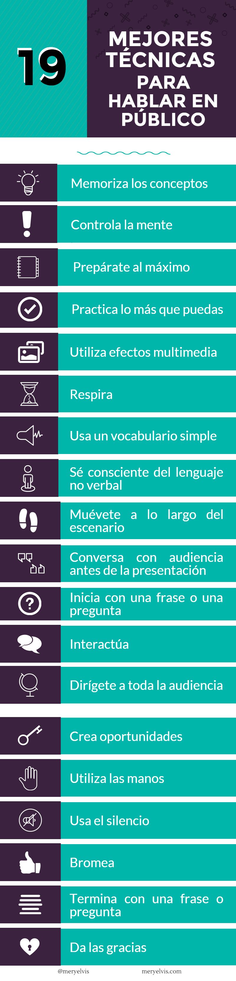 19 Buenas Técnicas Para Hablar En Público Infografía 0819