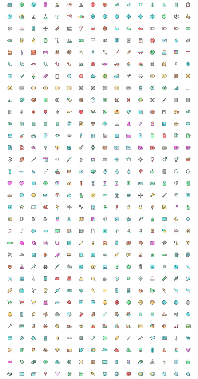 Color Line Icon Set: pack gratuito compuesto por 512 iconos PNG