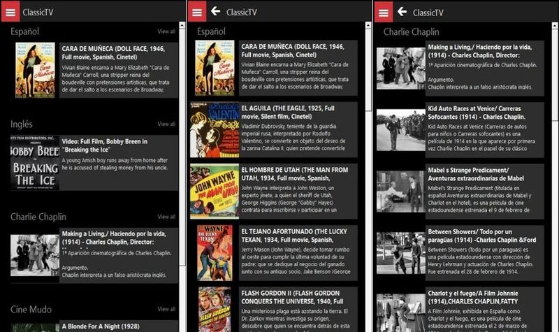 ClassicTV: la app para ver películas de dominio público llega a Windows 10