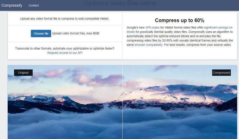 Compressify: utilidad web para convertir vídeos a WebM