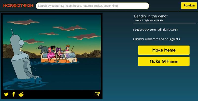 Morbotron: busca escenas de Futurama y crea GIF animados y Memes