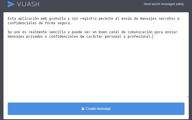 Vuash: aplicación web para enviar mensajes secretos y seguros