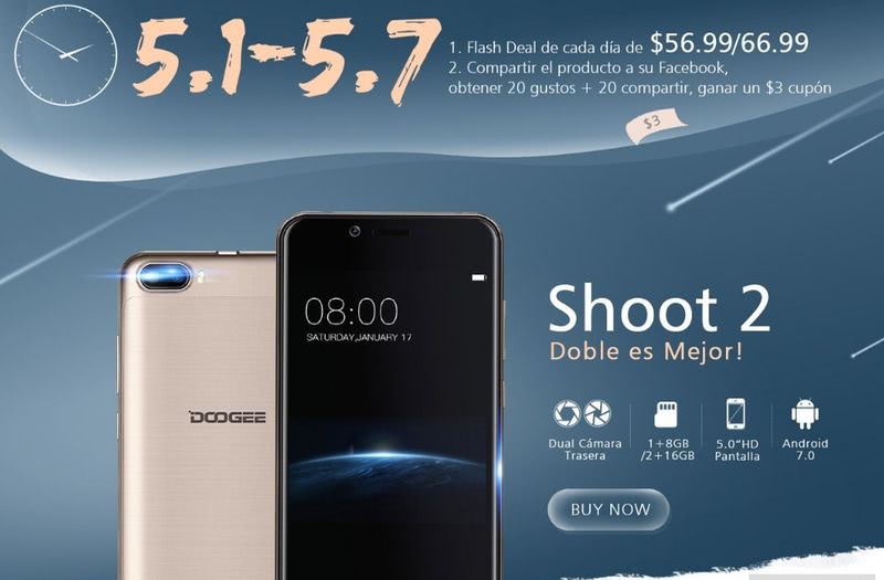 Teléfono Doogee Shoot 2, irresistible oferta para España