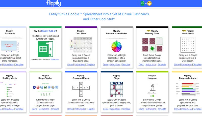 Flippity: convierte hojas de cálculo de Google a pasatiempos y tarjetas de aprendizaje