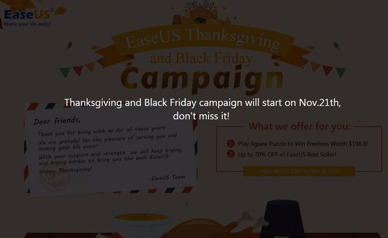 EaseUS lanza campaña de Acción de Gracias y Black Friday