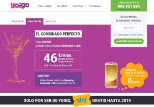 Tarifa móvil y fibra de Yoigo