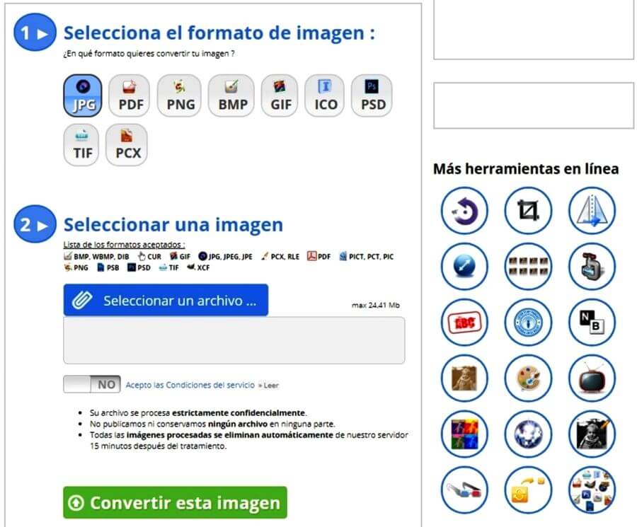 ConvertImage: impresionante colección de webapps para convertir y editar imágenes