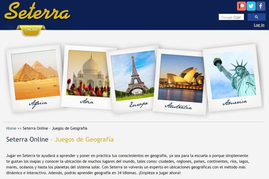 Juegos de Geografía online para localizar sobre un mapa: Seterra