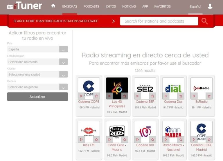 MyTuner: Más De 50000 Emisoras De Radio Para Escuchar Online