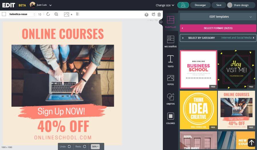 Diseñar fácilmente imágenes sociales y otras imágenes sin ser diseñador