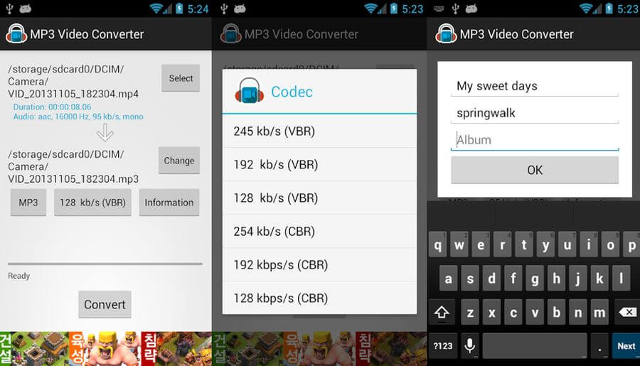 Convertir vídeos a audios en Android