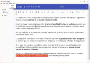 Editor de textos PLUME - ejemplo