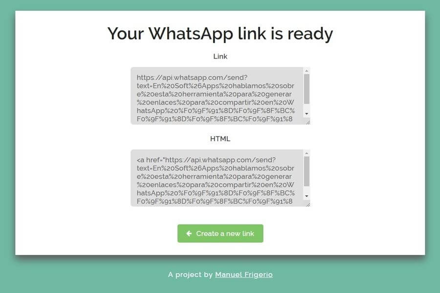 Generar enlaces para WhatsApp con Whatsapp Share Link Generator