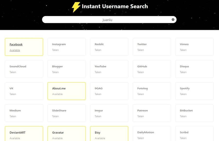 Instant Username Search