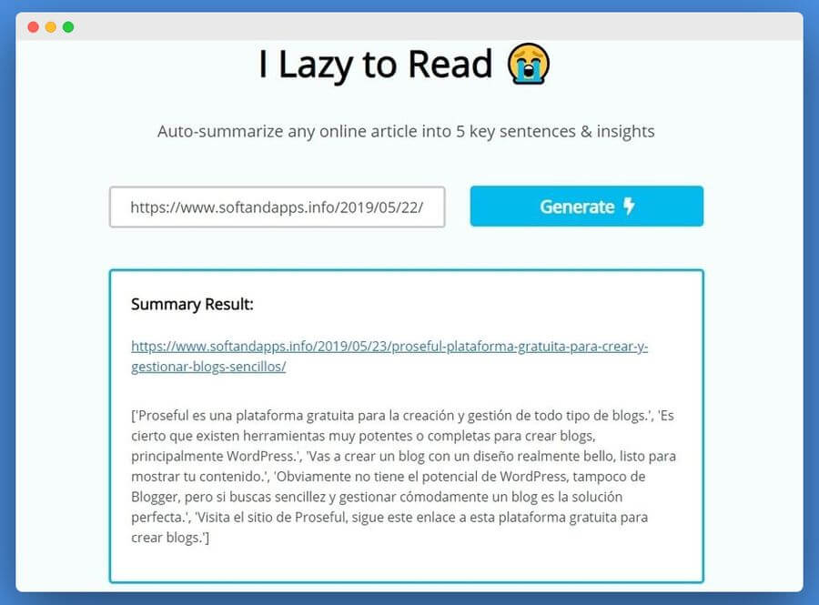 Resumir artículos automáticamente para leer solo lo más importante