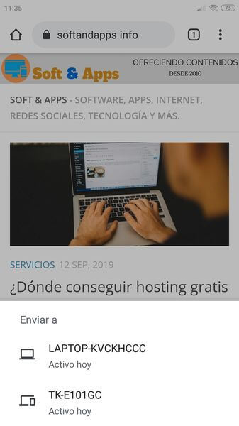 Enviar páginas del PC al teléfono y viceversa con Chrome