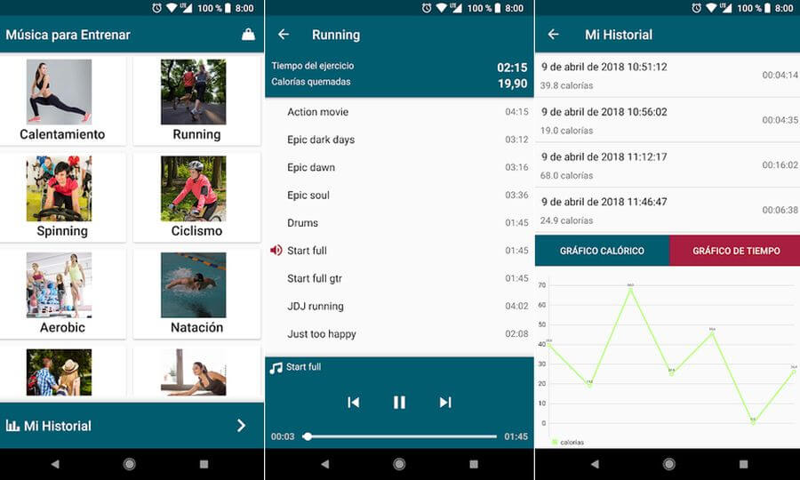 App Android con música para hacer deporte
