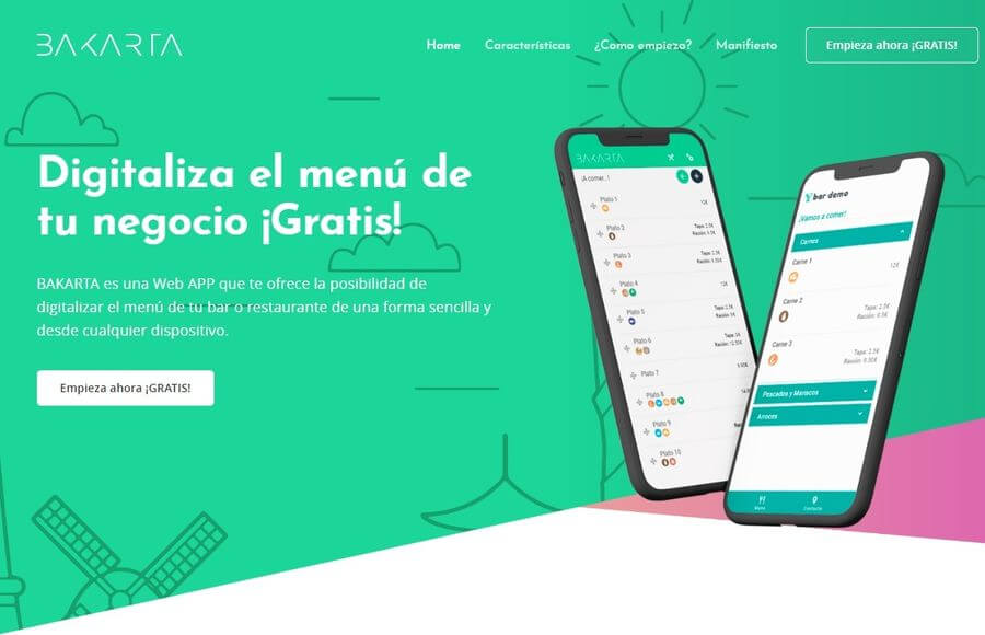 Crear carta de menú digital gratis para tu restaurante o bar con Bakarta