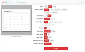 Crear calendarios personalizados gratis y online