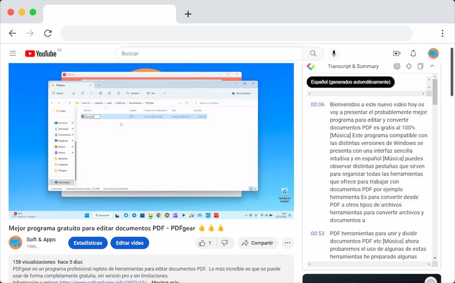 Transcribir y resumir vídeos de YouTube