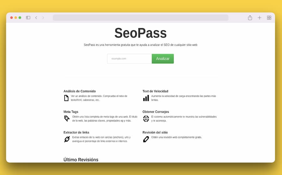 SeoPass: herramienta web para analizar el SEO de cualquier sitio