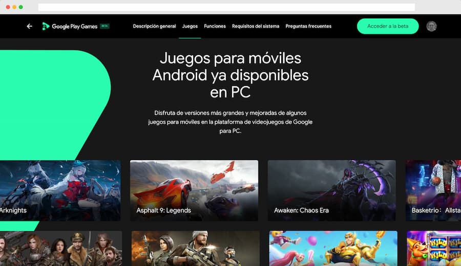 Google Play Juegos para PC