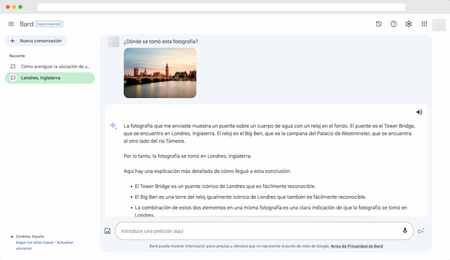 Descubrir ubicacio?n de una Fotografi?a con Google Bard