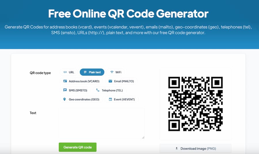 Generador online de códigos QR fácil de usar y gratuito