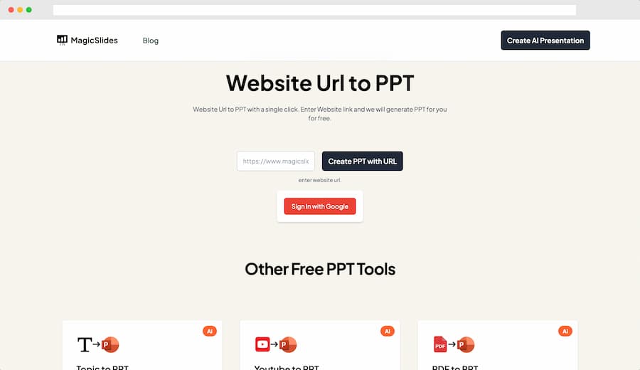 Website Url to PPT